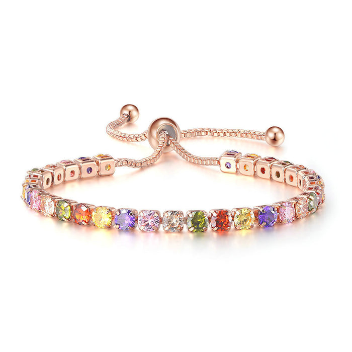 Wholesale Colored zircon bracelet, women's full diamond crystal tennis wholesale accessories