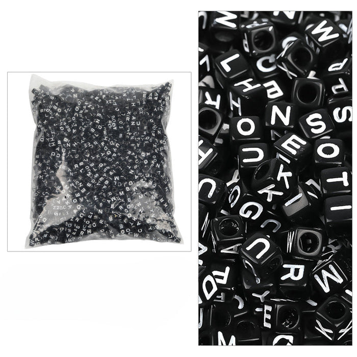 Wholesale 6mm 3100PCS/PACK Acrylic Letter Colored Square Loose Beads JDC-BDS-BoLinge009