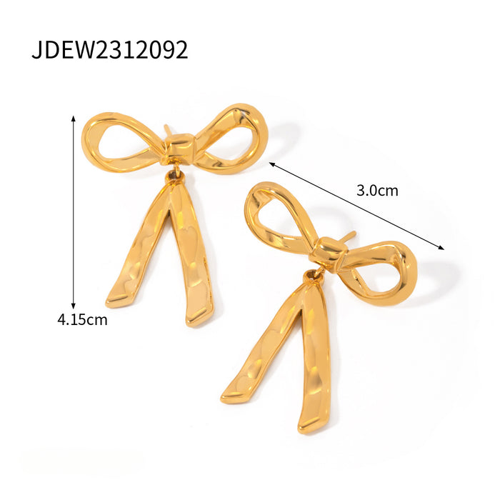 Wholesale 18k Gold Stainless Steel Bow Earrings JDC-ES-Wanx002