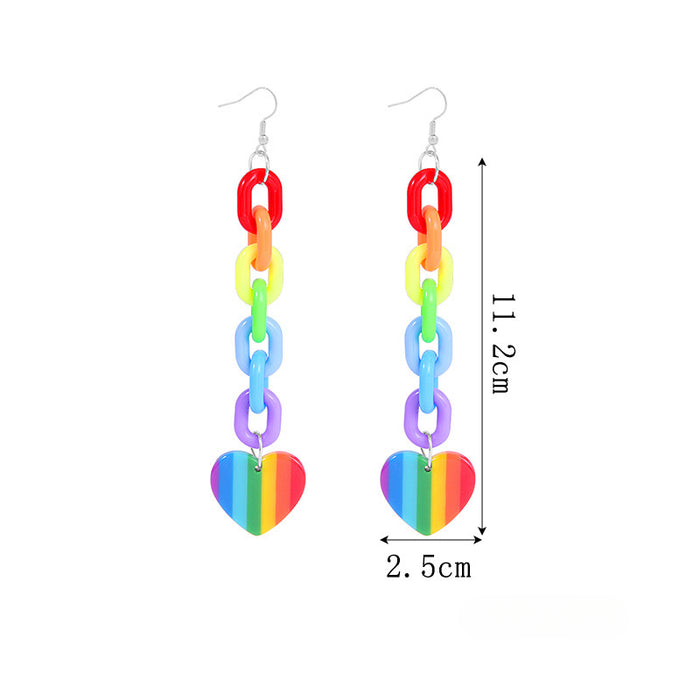 Wholesale 5pcs Rainbow Festival Love Zinc Alloy Valentine's Day Earrings JDC-ES-BingLi001