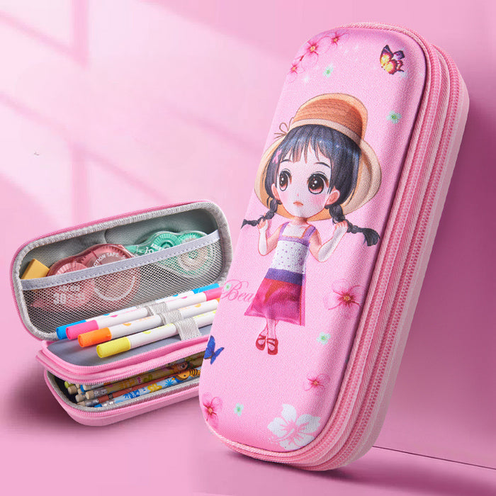 Wholesale 3D Children Cartoon Large Capacity Leather Pencil Case JDC-PC-QQBB005