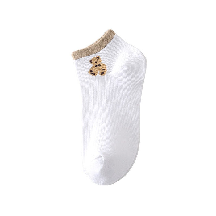 Wholesale Casual Spring and Summer Cute Teddy Bear Solid Color Thin Shallow Sock JDC-SK-JiaMu001