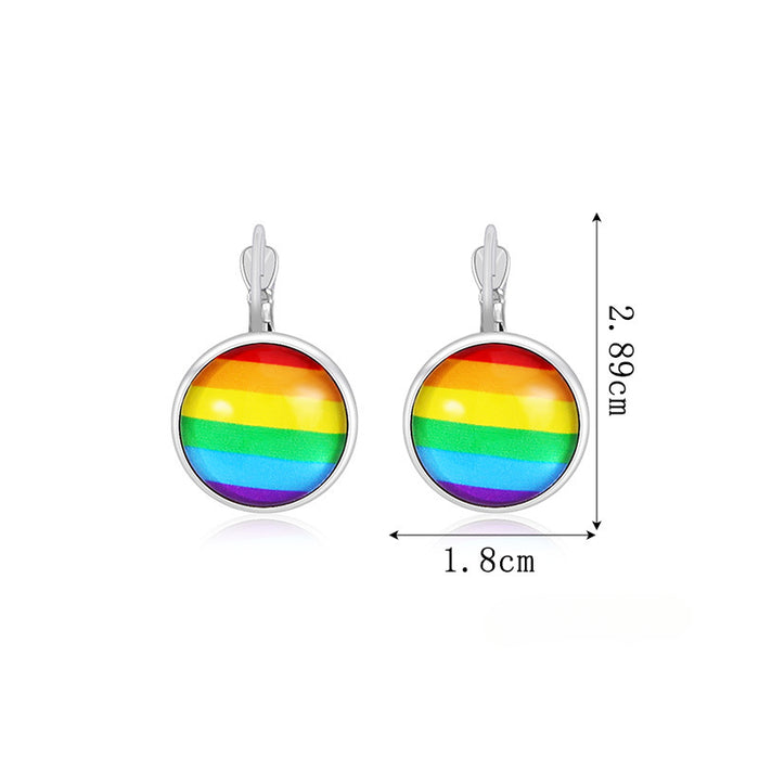 Wholesale 5pcs Rainbow Festival Love Zinc Alloy Valentine's Day Earrings JDC-ES-BingLi001