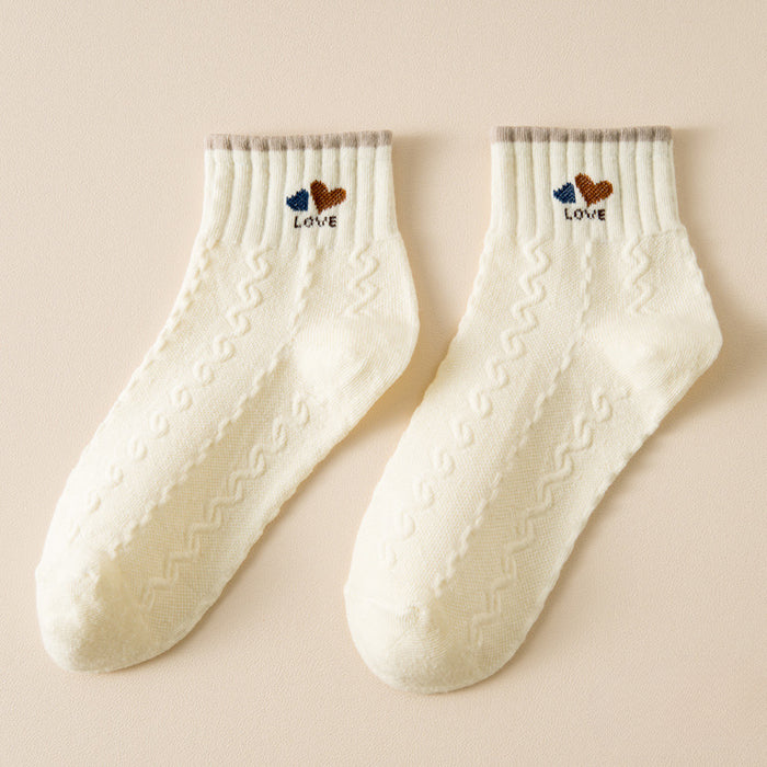 Wholesale of 10pcs Colored Edge 3D Relief Socks JDC-SK-Miqi009