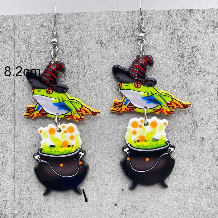 Wholesale Halloween Cowboy Ghost Face Acrylic Earrings JDC-ES-Chengy041