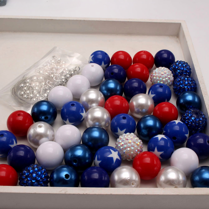 Wholesale 50pcs/pack American National Day Hue 20MM Acrylic Beads Mixed Color Mixed Style Bubblegum Beads JDC-BDS-NiJia019