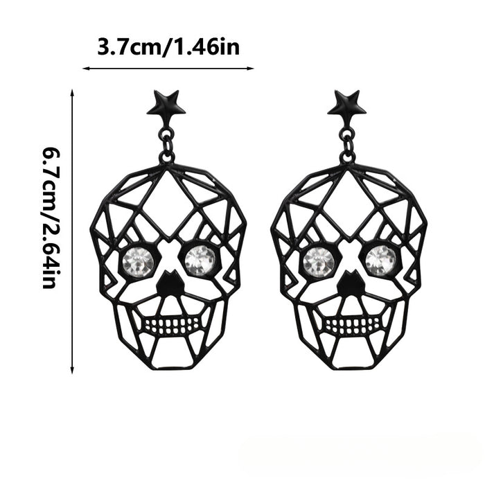 Wholesale Halloween Golden Skull Face Alloy Earrings JDC-ES-Rulong007