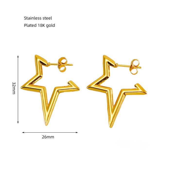 Wholesale Stainless Steel Five-pointed Star Earrings JDC-ES-ZhongYao002
