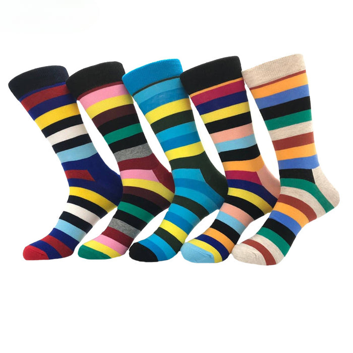 Wholesale Happy Socks Men's Cotton Socks Long Tube Color Stripes JDC-SK-CG020