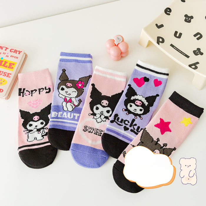 Wholesale 5 Pairs/pack New Cute Cartoon Girls Middle Socks Fashion Sweet Baby Princess Socks Children Socks JDC-SK-LXWC006