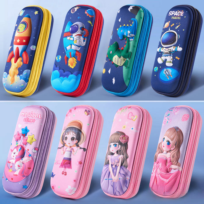 Wholesale 3D Children Cartoon Large Capacity Leather Pencil Case JDC-PC-QQBB005