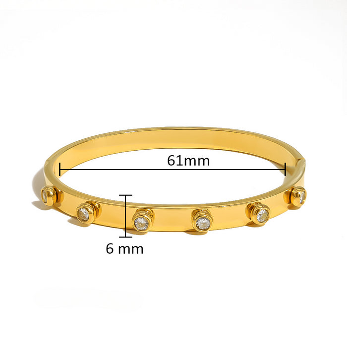 Wholesale Titanium Steel 18K Gold Plated Zircon Eight-pointed Star Flower Buckle Bracelet JDC-BT-ChengBing001