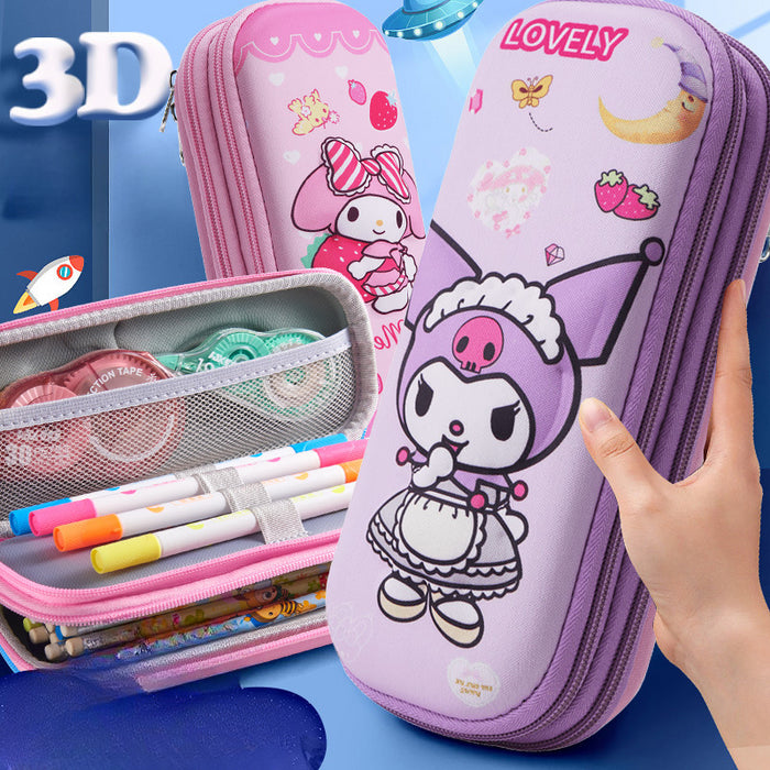 Wholesale 3D Children Cartoon Large Capacity Leather Pencil Case JDC-PC-QQBB005