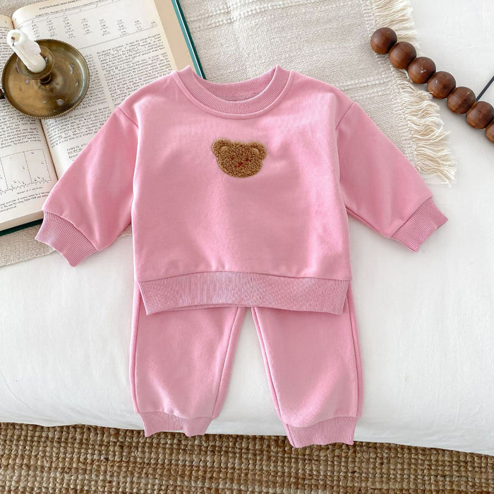 Wholesale Long-sleeved Bear Pullover Sweatshirt and Sweatpants Children's Suit JDC-CTS-WeiNiS006