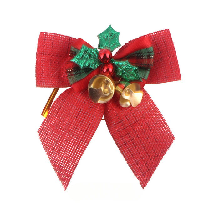 Wholesale Christmas Linen Bow Christmas Tree Ornament Gift Box Decoration JDC-DCN-ZHHAO001