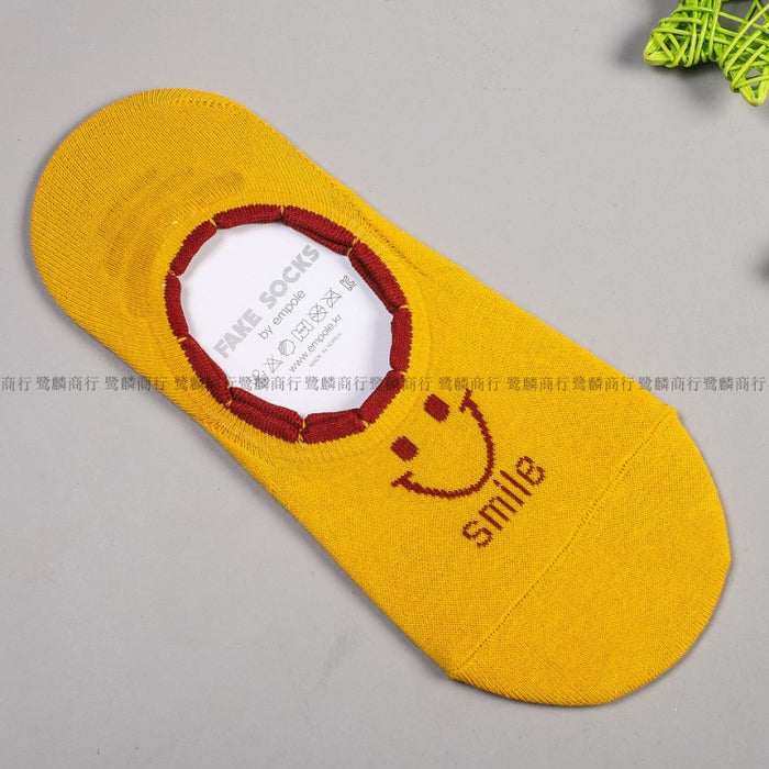 Wholesale Smiley Cotton Anti-Slip Invisible Socks Women's Short Socks JDC-SK-BuZL008