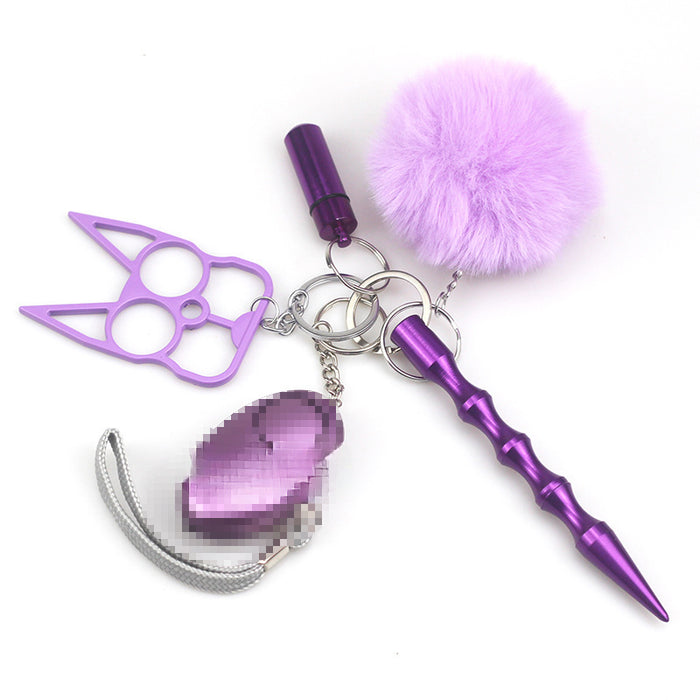 Wholesale Hair Ball Multifunctional Alloy Keychain 5-piece Set JDC-KC-TouMS068