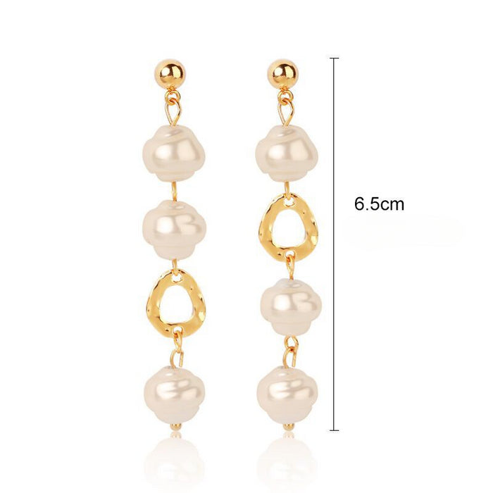 Wholesale Irregular Long Pearl Earrings JDC-ES-ManY052