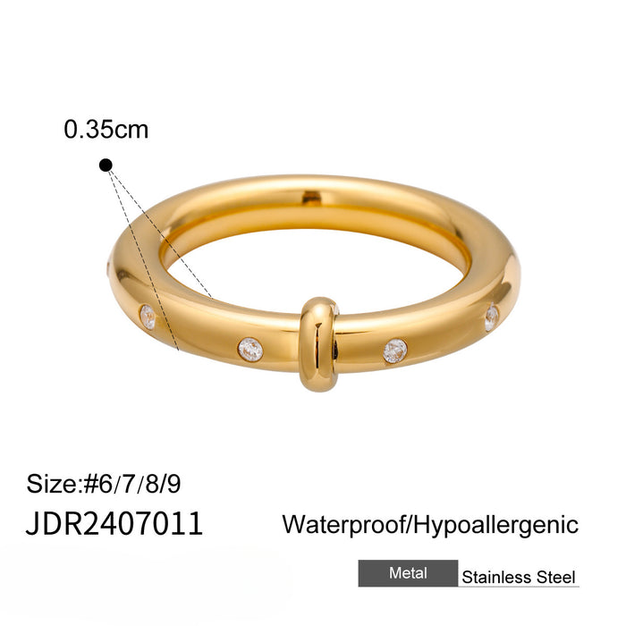 Wholesale Stainless Steel Rhinestone Plain Rings JDC-RS-JD091