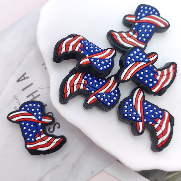 Wholesale 10pcs Independence Day Cartoon Boots Silicone Beads JDC-BDS-NaiSi202