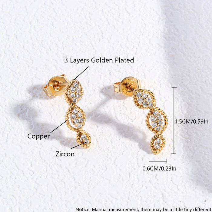 Wholesale Copper Gold Inlaid Zircon Water Drop Peanut Zircon Earrings JDC-ES-BaiTian013