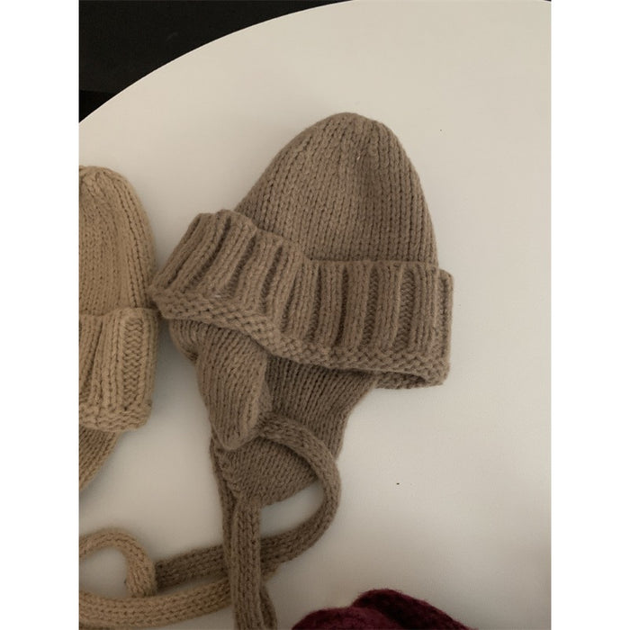 Wholesale Cotton Solid Color Ear Protection Knitted Yarn Cap JDC-FH-Qiany002