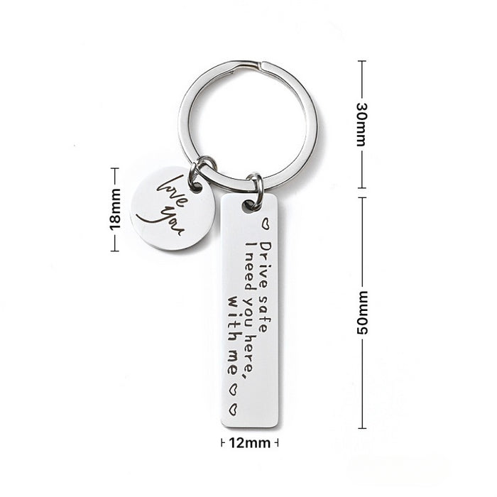 Wholesale Drive Safe Driving Stainless Steel Keychain JDC-KC-LinHeng001