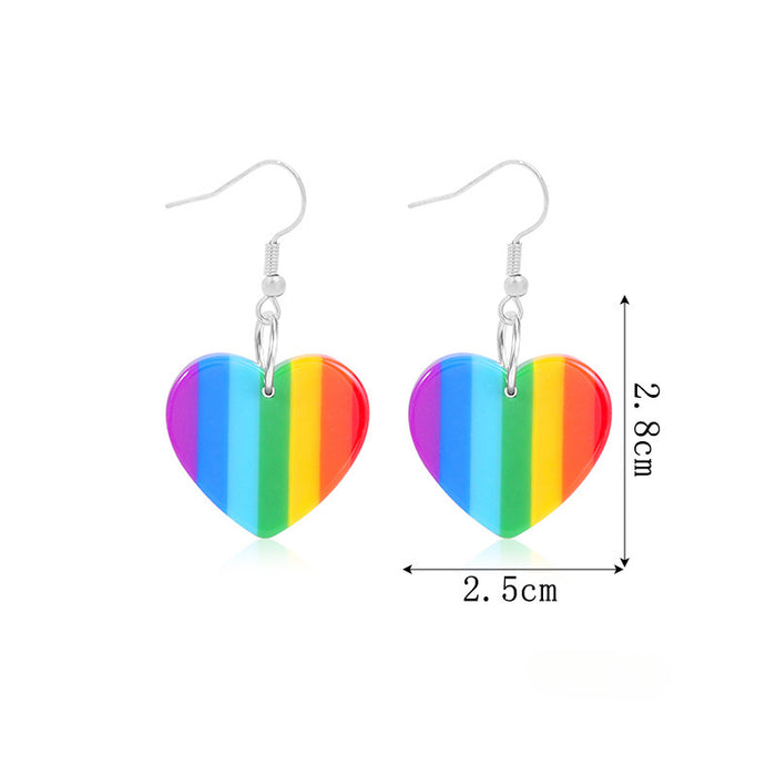 Wholesale 5pcs Rainbow Festival Love Zinc Alloy Valentine's Day Earrings JDC-ES-BingLi001