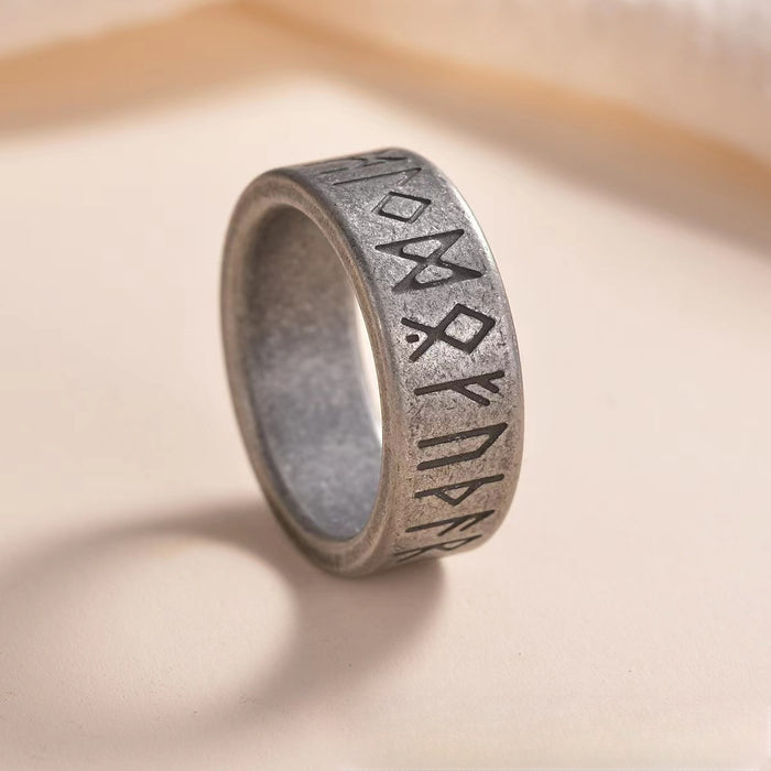 Wholesale Lunfu Writer's Alphabet Retro Titanium Steel Rings JDC-RS-Aitong001