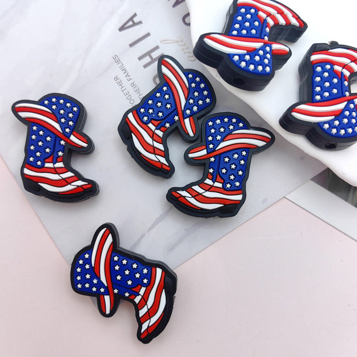 Wholesale 10pcs Independence Day Cartoon Boots Silicone Beads JDC-BDS-NaiSi202