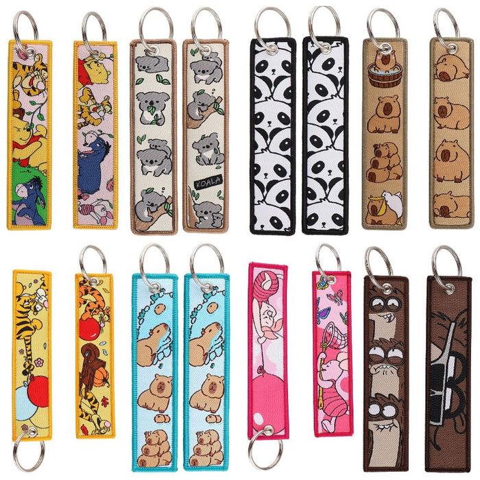 Wholesale Cartoon Cute Capybara Animal Woven Label Lanyard Keychain JDC-KC-KKX005