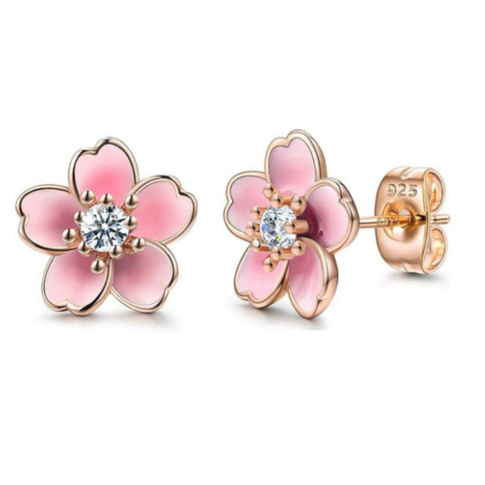 Wholesale Cute Multi-color Cherry Blossom Flower Earrings JDC-ES-Hanyi008