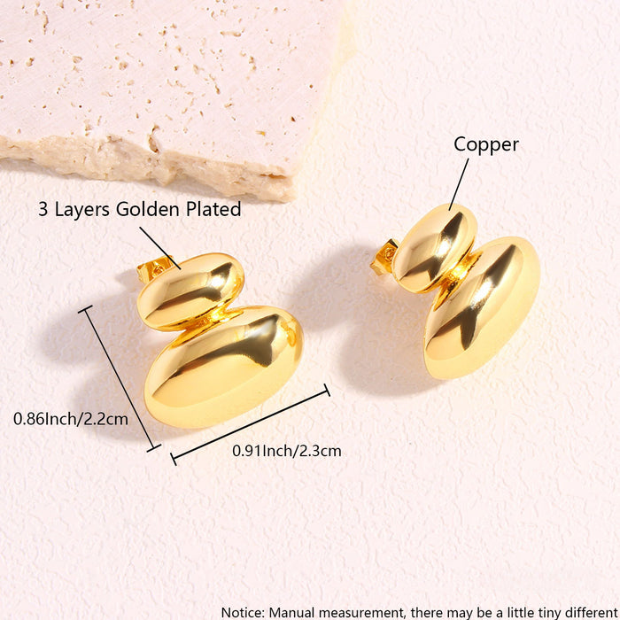 Wholesale Geometric Oval Copper Earrings JDC-ES-BaiTian010