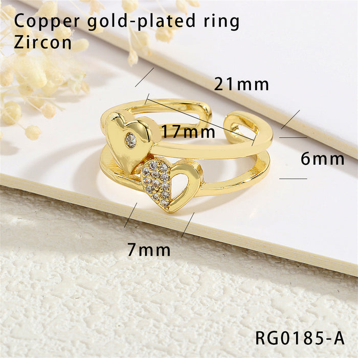 Wholesale Copper Plated 18K Gold Micro-Inlaid Zircon Love Pendant Ring JDC-RS-TianYi004