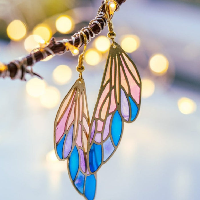 Wholesale Gradient Colorful Wings Butterfly Wings Earrings JDC-ES-SaIP112