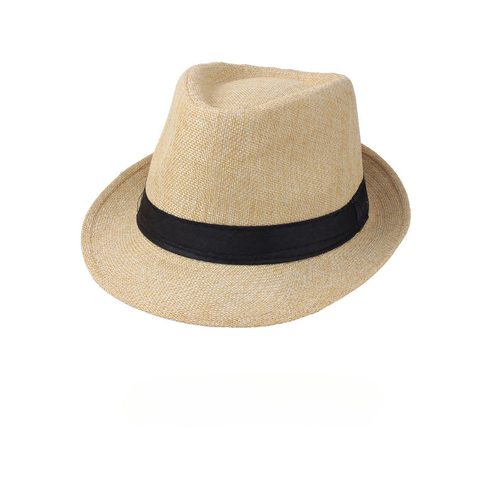 Wholesale Spring and Summer Hats Men's Solid Color Linen Hats Casual Couple Hats Sun Hats Jazz Hats Straw Hats Sunshade JDC-SH-DG002