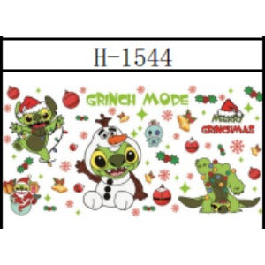 Wholesale Christmas 5PCS 16oz UV Cartoon Printed  Cup Stickers JDC-ST-JieSheng034