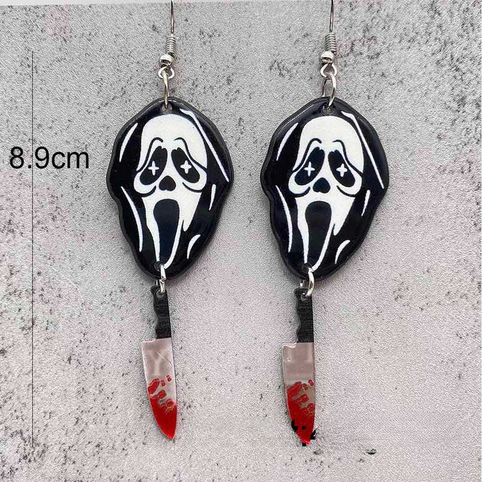 Wholesale Halloween Cowboy Ghost Face Acrylic Earrings JDC-ES-Chengy041