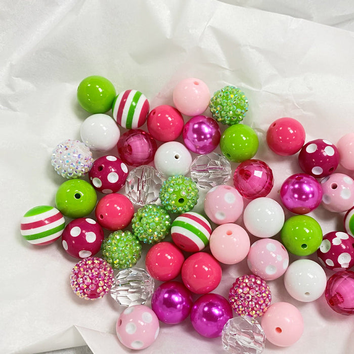 Wholesale 50PCS/Pack 20MM Tricolor Stripe Acrylic Beads Bubblegum Beads JDC-BDS-NiJia016