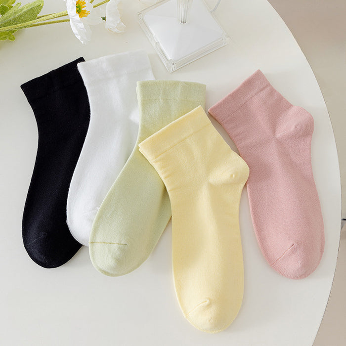 Wholesale Mid Tube Socks Confinement Short Tube Pile Socks Women's Solid Color Casual Mid Tube New Socks JDC-SK-JiaMu002