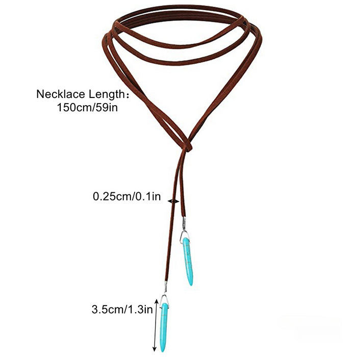 Wholesale Western Style Accessories Turquoise Pendant Leather Necklace JDC-NE-ManY017