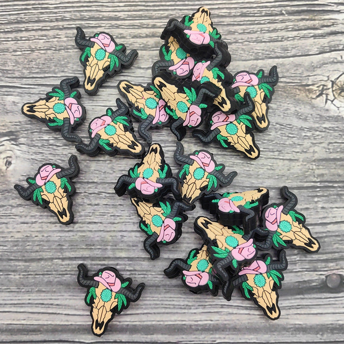 Wholesale 10 PCS Cartoon Western Style Bull Head Silicone Beads JDC-BDS-NaiSi229