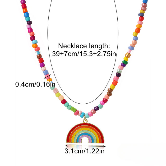 Wholesale Simple Multi-layer Necklace Crystal Rainbow Pendant Zinc Alloy Necklace JDC-NE-ManY019