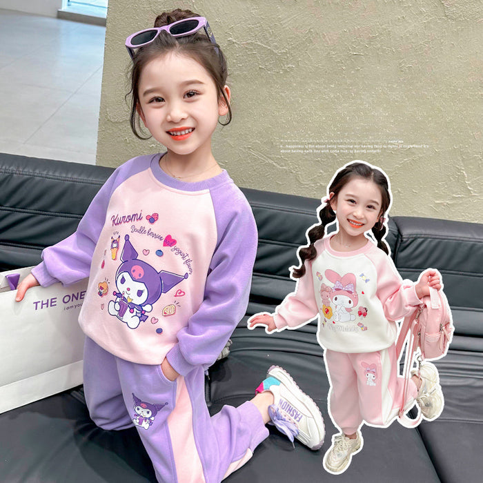 Wholesale Girls Casual Suits Spring and Autumn New Fashionable Children's Clothing Western Style Little Girl Sports Style Sweater Two-piece Suit JDC-CTS-QNE007