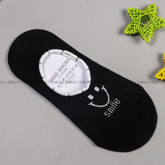 Wholesale Smiley Cotton Anti-Slip Invisible Socks Women's Short Socks JDC-SK-BuZL008
