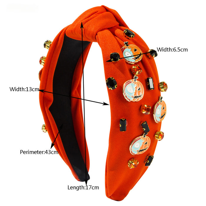 Wholesale Halloween Pumpkin Skull Devil Letter Accessories Fabric Wide Brim Headband JDC-HD-HM024