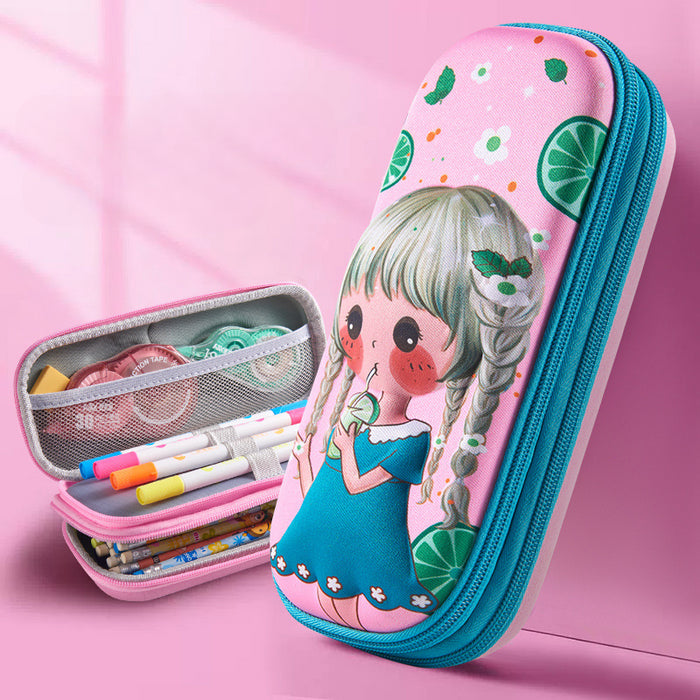 Wholesale 3D Children Cartoon Large Capacity Leather Pencil Case JDC-PC-QQBB005