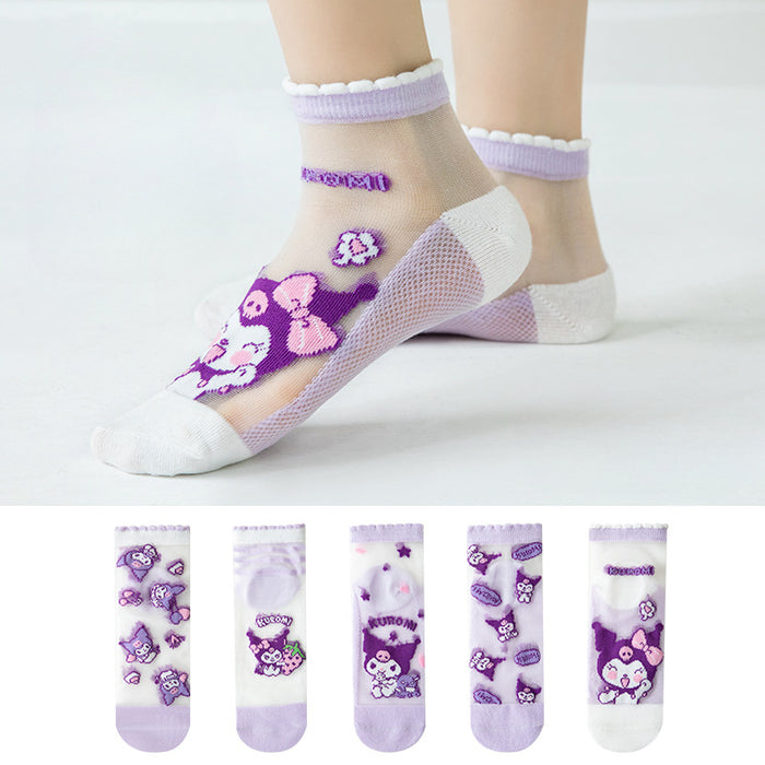 Wholesale Set of 5 Pairs of Summer Thin Breathable Mesh Children's Cotton Socks JDC-SK-Pingt001