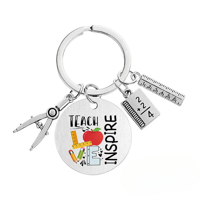 Wholesale Teacher's Day Metal Engraving Keychains JDC-KC-GangGu054