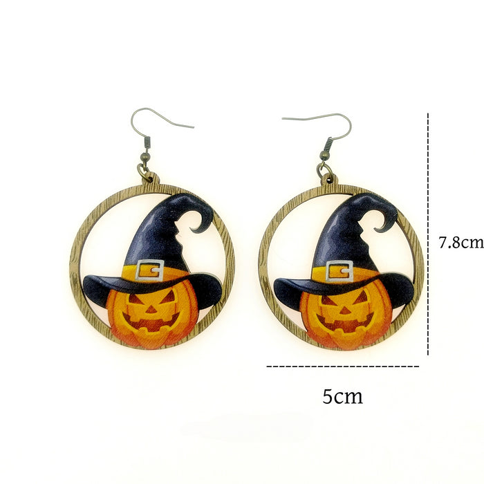 Wholesale Halloween Wooden Print Earrings JDC-ES-Yinxue001